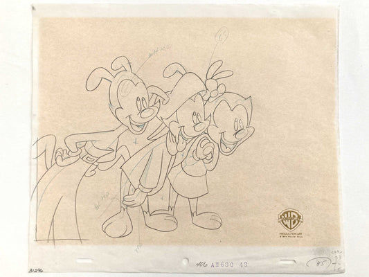 Animaniacs "Space-Probed" Yakko, Wakko, and Dot Original Production Used Animation Drawing (Warner Brothers, 1993). For sale on FLIP Gallery