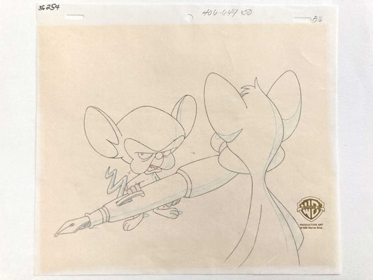 Animaniacs "Brain Meets Brawn" Pinky and Brain Original Production Used Animation Drawing (Warner Brothers, 1993). For sale on FLIP Gallery