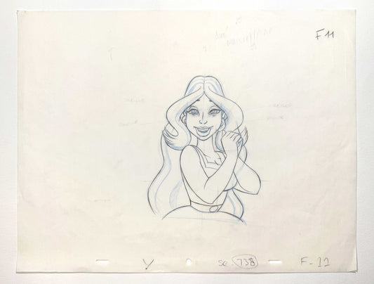 Asterix and Caesar's Surprise Original Animation Production Key Drawing of Falbala (1985). For sale on FLIP Gallery