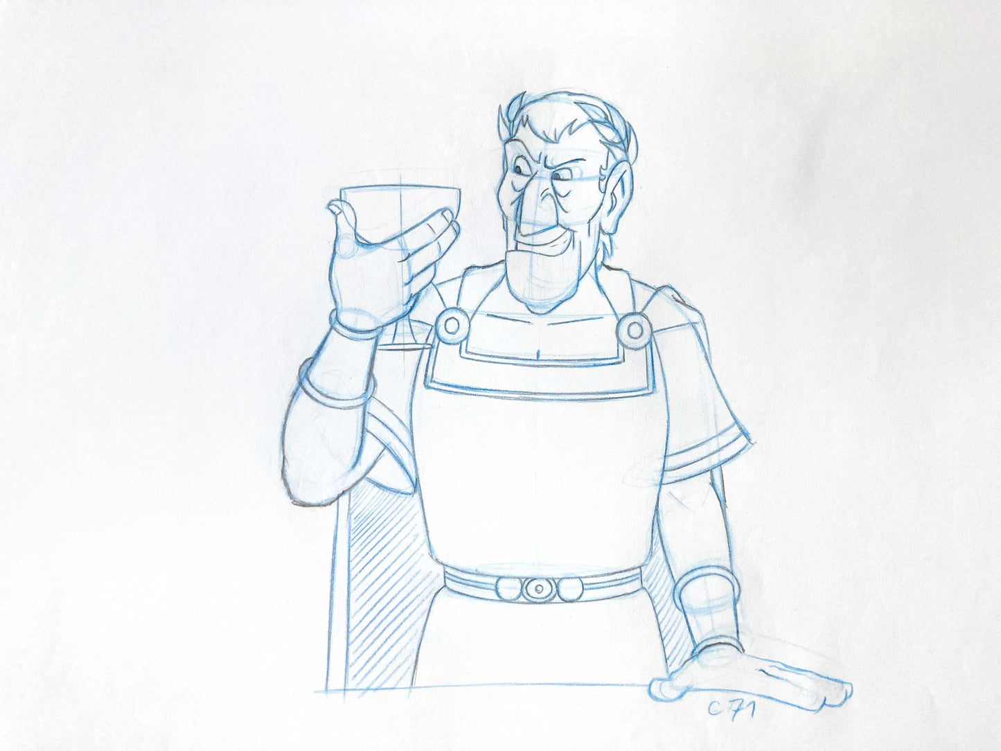 Original animation art of Cesar from Asterix & Obelix