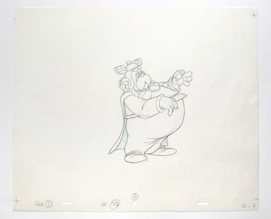 Asterix in Britain Original Animation Production Art Drawing of Zebigbos (Astérix chez les Bretons, 1986). For sale on FLIP Gallery