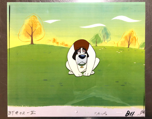 BEETHOVEN - Original Production Used Animation Cel of Beethoven with copy background (1994). For sale on FLIP Gallery
