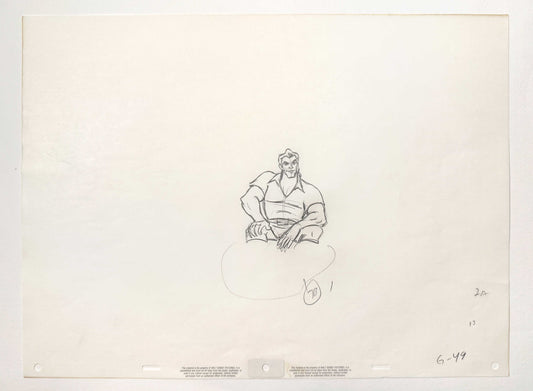 Beauty and the Beast - Gaston Original Rough Animation Production Drawing (Walt Disney, 1991). For sale on FLIP Gallery