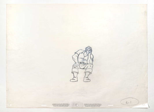 Beauty and the Beast - Gaston Original Rough Animation Production Drawing (Walt Disney, 1991). For sale n FLIP Gallery