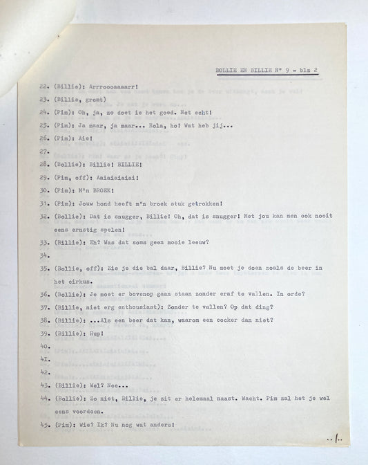 Boule and Bill - Original Production Script of 1975. For sale on FLIP Gallery