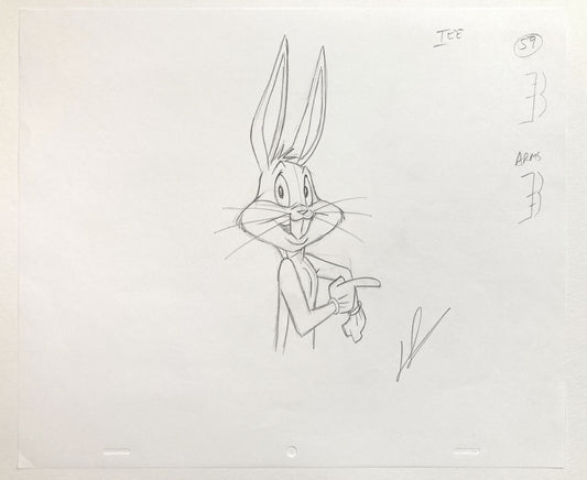 Bugs Bunny : Original Animation Drawing Signed – Warner Bros. (c. 1990s). For sale on FLIP Gallery