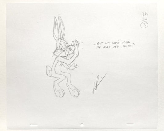 Bugs Bunny : Original Animation Production Art Drawing Signed – Warner Bros. (c. 1990s). For sale on FLIP Gallery