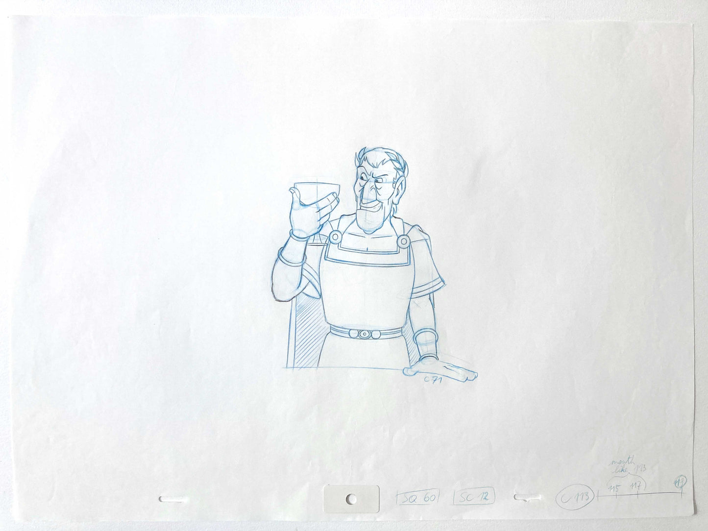 Original Animation Production Drawing of Cesar from Asterix