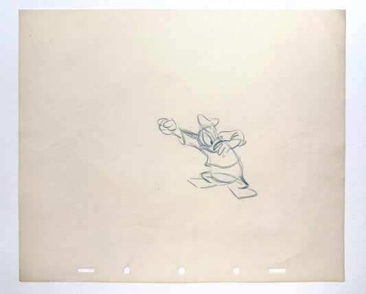 Donald Duck Original Animation Rough Production Drawing (Walt Disney 1940s). For sale on FLIP Gallery