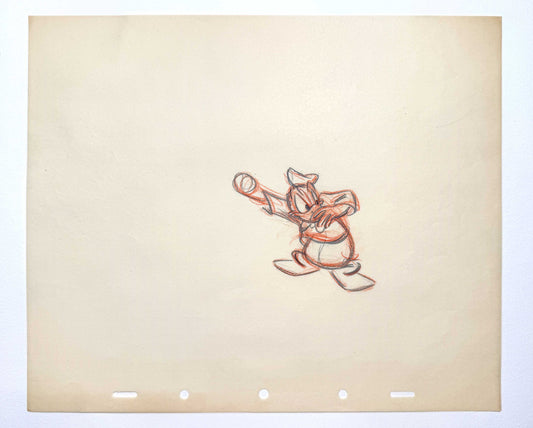 Donald Duck Original Animation Rough Production Drawing (Walt Disney, 1940s). For sale on FLIP Gallery