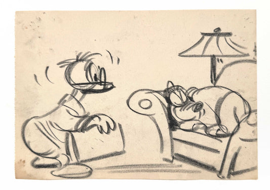 Donald Duck and Pluto Original Storyboard Art Drawing by Nick George (Walt Disney, 1940s/50s). For sale on FLIP Gallery