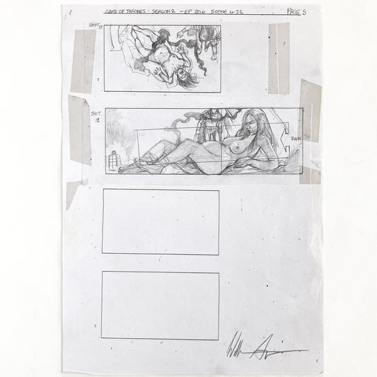 GAME OF THRONES : Original Production Storyboard Art Used & Signed (HBO, 2012)