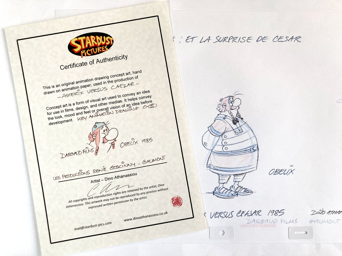 ASTERIX : Original Animation Art of Obelix Signed (Gaumont Studios, 1985)
