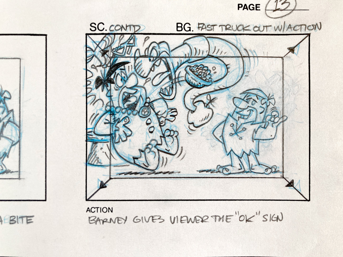 THE FLINTSTONES : Original Storyboard Sheet "Fruity Pebbles Commercial" (1996)