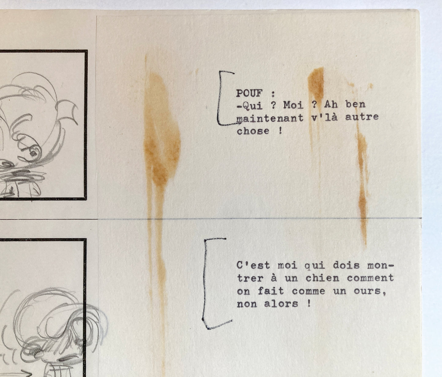 BOULE & BILL (1975) : Disegno originale dello storyboard di Jean Roba