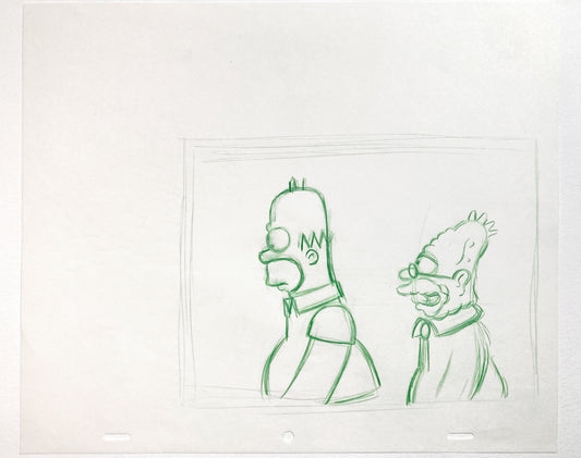 The SIMPSONS : Original Animation Drawing of Homer and Grampa Simpson (2000's)