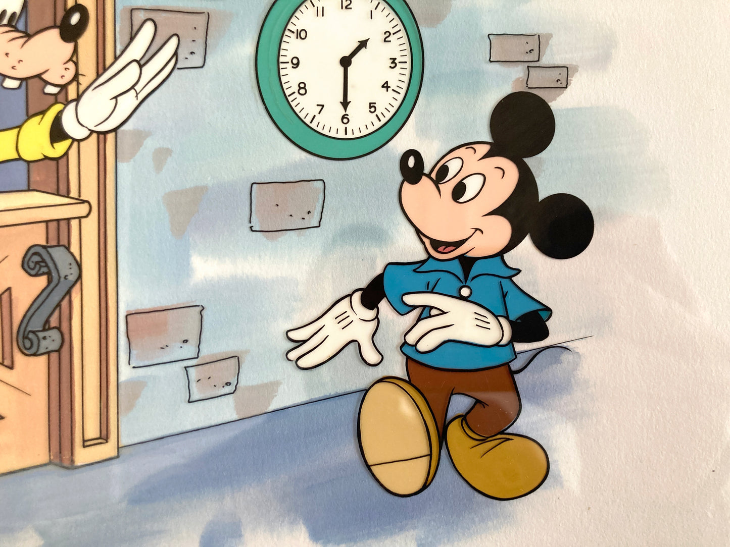 MICKEY & GOOFY : Original Cel and Hand-Painted background (Walt Disney, 1987)