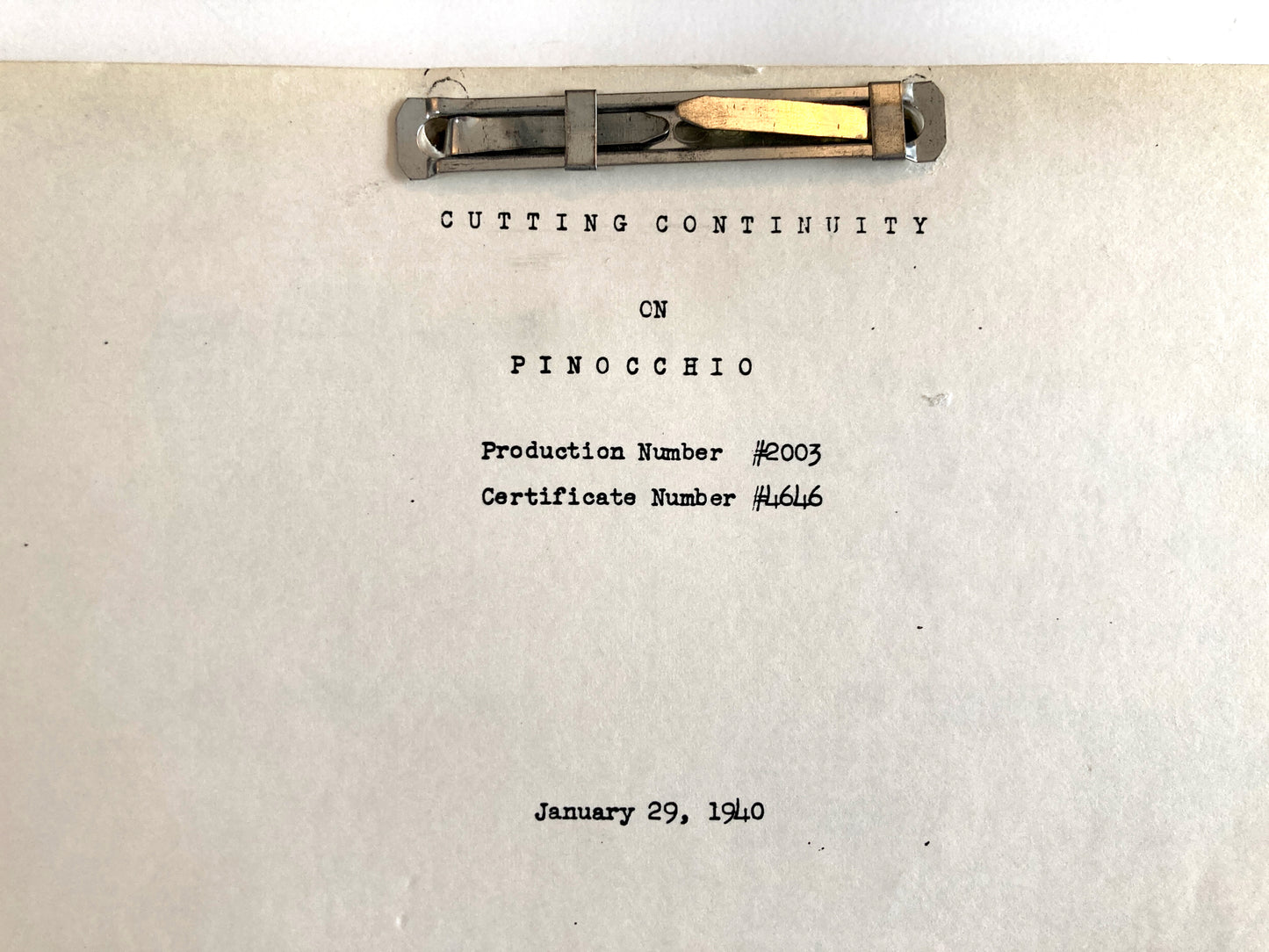 PINOCCHIO : Original 1940 Script from Walt Disney Archives