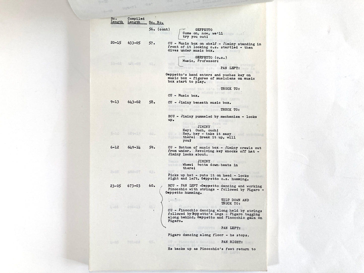 PINOCCHIO : Original 1940 Script from Walt Disney Archives