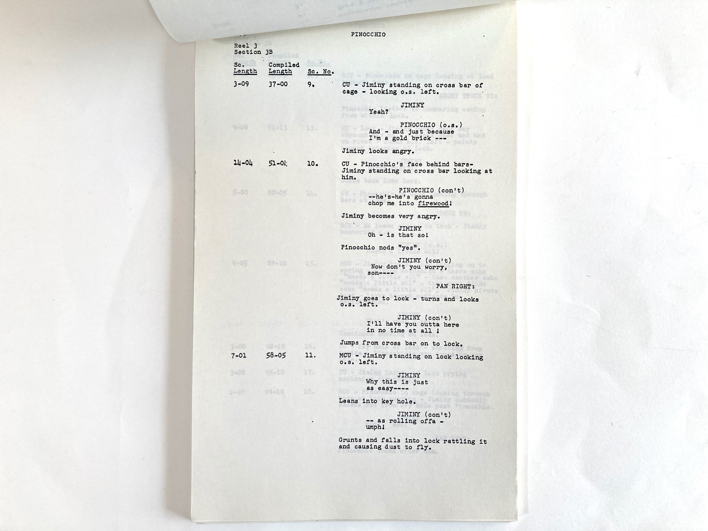PINOCCHIO : Original 1940 Script from Walt Disney Archives