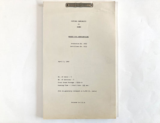 BAMBI : Original 1942 Script from Walt Disney Archives