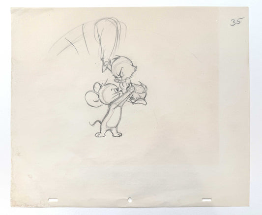 Jerry and Little Quacker Original Animation Production Art Drawing (MGM, 1955). For sale on FLIP Gallery