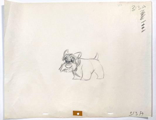 Lady and the Tramp : Jock Original Animation Drawing (Walt Disney, 1955). For sale on FLIP Gallery
