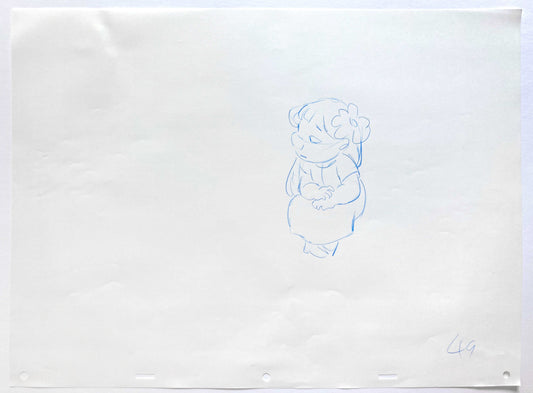 Lilo & Stitch - Lilo Original Production Used Rough Drawing (Walt Disney, 2002). For sale on FLIP Gallery