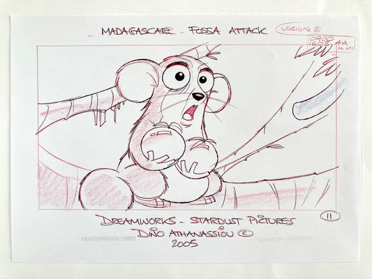 Madagascar : Original Production Used Storyboard Art Signed (DreamWorks, 2005) + Signed CERTIFICATE. For sale on FLIP Gallery