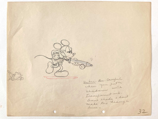 Original Animation Production Drawing of Mickey Mouse from 1935