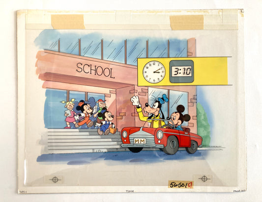 Mickey and Goofy : Original Cel and Hand-Painted background from Disney Discovery Series (Walt Disney, 1987). For sale on FLIP Gallery