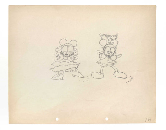 Mickey's Mellerdrammer - Mickey Mouse and Minnie Mouse Original Animation Drawing (Walt Disney, 1933). For sale on FLIP Gallery