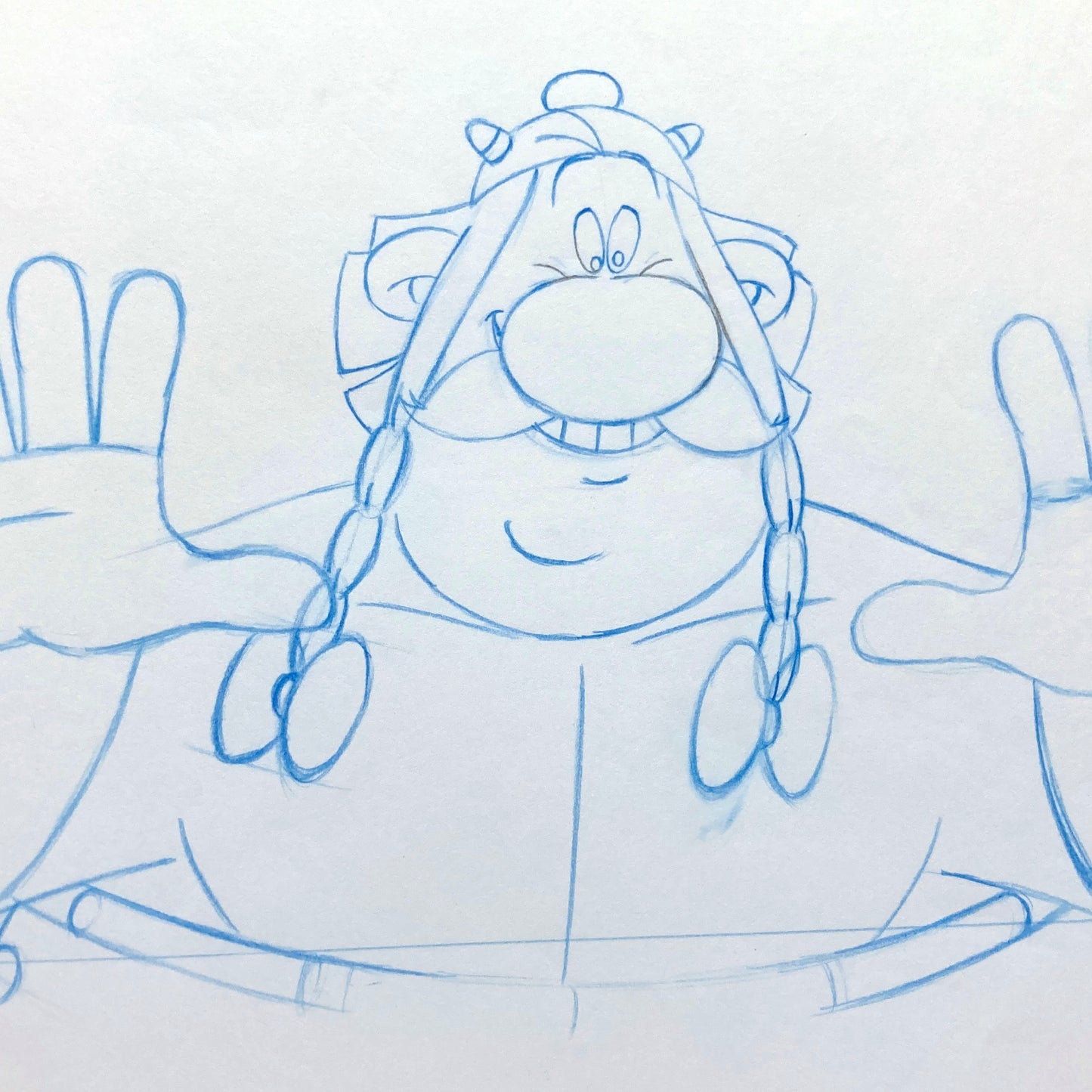 Original Animation Production Drawing of Obelix from Asterix Et Obelix
