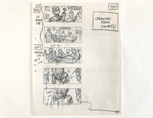 Original Stoyboard Art Drawing from Mars Attacks