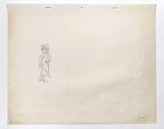 Peter Pan John Darling Original Animation Production Drawing (Walt Disney, 1953). For sale on FLIP Gallery