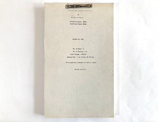 Pinocchio Original 1940 Script from Walt Disney Productions. For sale on FLIP Gallery