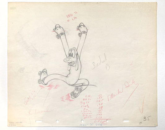 "Society Dog Show" Pluto Original Animation Drawing (Walt Disney, 1939). For sale on FLIP Gallery