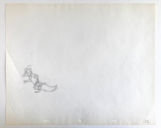 Robin Hood Original Production Used Rough Animation Drawing (Walt Disney, 1973). For sale on FLIP Gallery