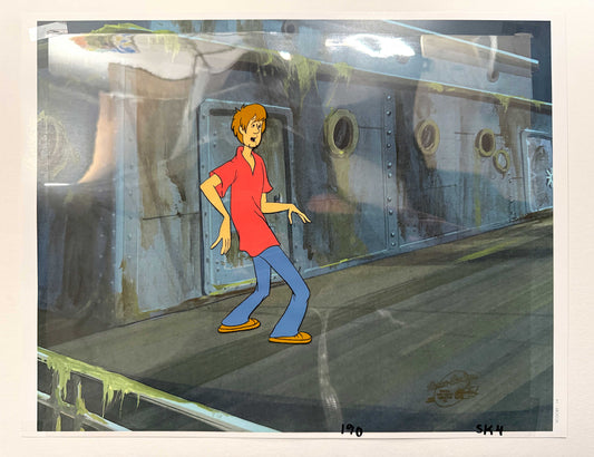 The 13 Ghosts of Scooby-Doo : Shaggy Animation Production Cel (Hanna-Barbera, c. 1985). For sale on FLIP Gallery