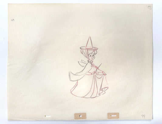 Sleeping Beauty Fauna Original Animation Production Drawing (Walt Disney, 1959). For sale on FLIP Gallery
