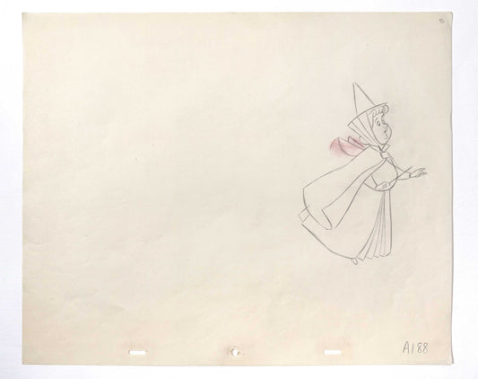 Sleeping Beauty Flora Original Animation Production Art Drawing (Walt Disney, 1959). For sale on FLIP Gallery