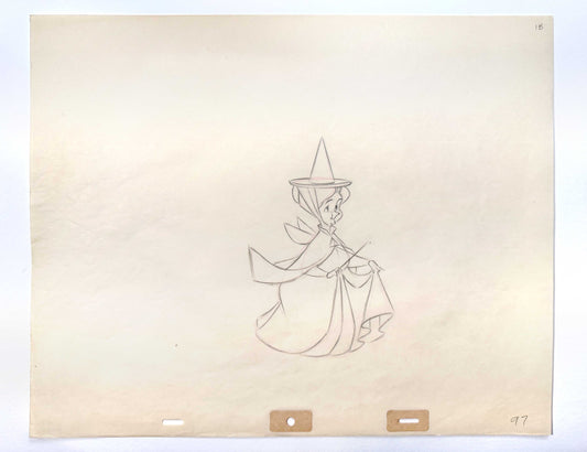 Sleeping Beauty Fauna Original Animation Production Drawing (Walt Disney, 1959). For sale on FLIP Gallery
