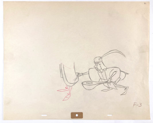 Sleeping Beauty - Original "Tipsy Lute-Playing Minstrel" Production Used Drawing (Walt Disney, 1959). For sale on FLIP Gallery