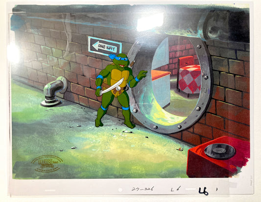 Teenage Mutant Ninja Turtles : Leonardo Original Production Cel – Murakami-Wolf-Swenson (1987–1989). For sale on FLIP Gallery