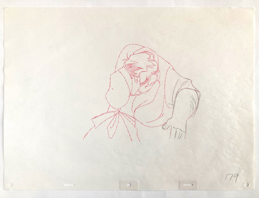 The Hunchback of Notre Dame: Original Production Used Animation Drawing of Quasimodo and a Little Girl (Walt Disney, 1996). For sale on FLIP Gallery