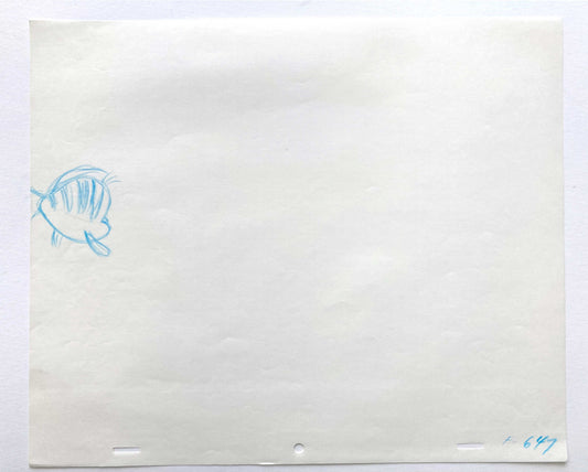 FLOUNDER - The Little Mermaid Original Production Used Animation Drawing (Walt Disney, 1989). For sale on FLIP Gallery
