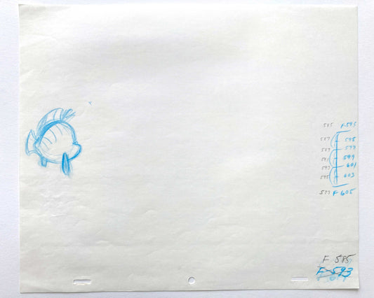 FLOUNDER : The Little Mermaid - Original Production Used Animation Drawing (Walt Disney, 1989). For sale on FLIP Gallery