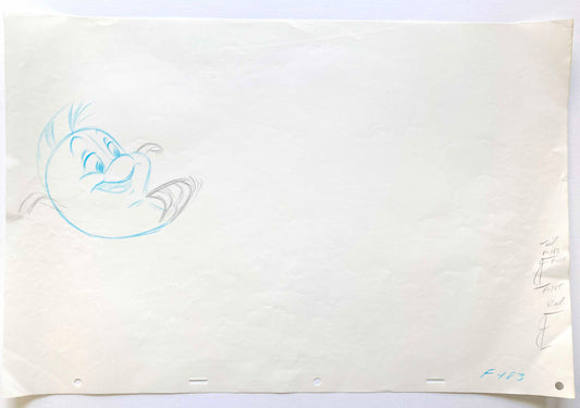 FLOUNDER : The Little Mermaid - Original Production Used Animation Drawing (Walt Disney, 1989). For sale on FLIP Gallery