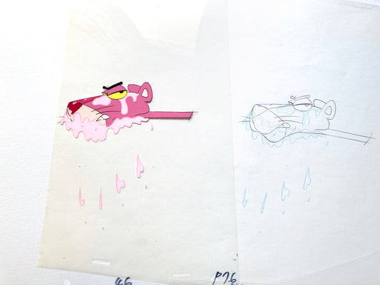 Original Animation Production Cel and the Matching Drawing from The Pink Panther