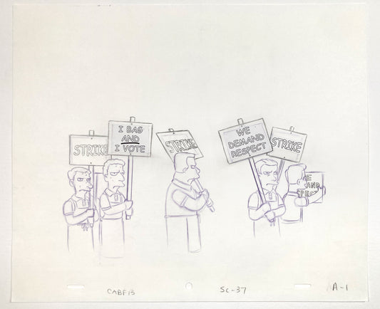 The SIMPSONS : Original Animation Drawing of Protesters (Matt Groening). For sale on FLIP Gallery
